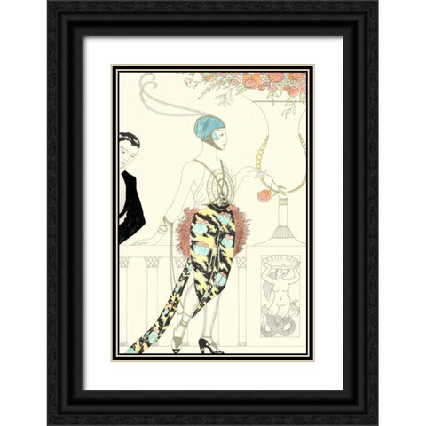 Arte Deco Fashion II Black Ornate Wood Framed Art Print with Double Matting by Unknown