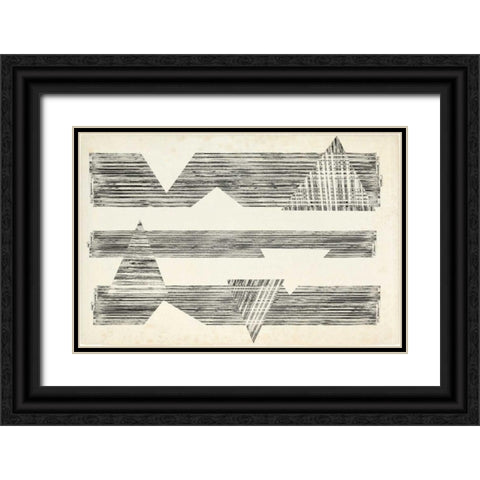 Stagger Triangles I Black Ornate Wood Framed Art Print with Double Matting by Goldberger, Jennifer