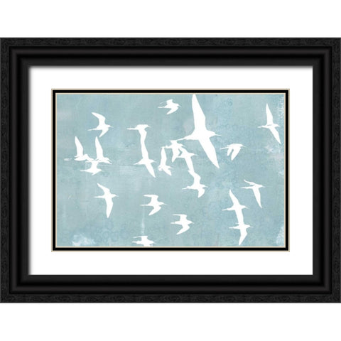 Silhouettes in Flight II Black Ornate Wood Framed Art Print with Double Matting by Goldberger, Jennifer