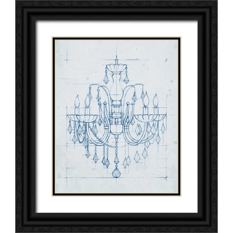 Chandelier Draft I Black Ornate Wood Framed Art Print with Double Matting by Harper, Ethan