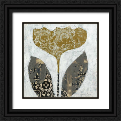 Folk Flowers IV Black Ornate Wood Framed Art Print with Double Matting by Goldberger, Jennifer