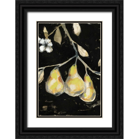 Fresh Pears I Black Ornate Wood Framed Art Print with Double Matting by Goldberger, Jennifer