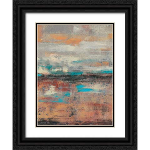 Teal Sunset I Black Ornate Wood Framed Art Print with Double Matting by Goldberger, Jennifer