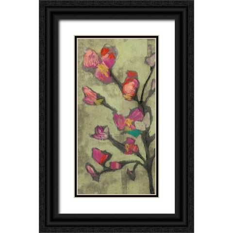 Impasto Flowers I Black Ornate Wood Framed Art Print with Double Matting by Goldberger, Jennifer