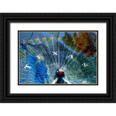 Texas Ferris Wheel Black Ornate Wood Framed Art Print with Double Matting by Jasper, Sisa
