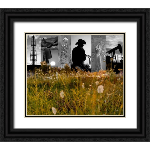 Western Collage Black Ornate Wood Framed Art Print with Double Matting by Jasper, Sisa