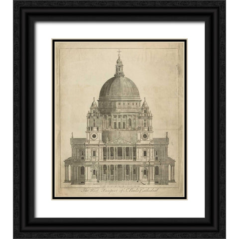 St. Pauls Cathedral Black Ornate Wood Framed Art Print with Double Matting by Unknown