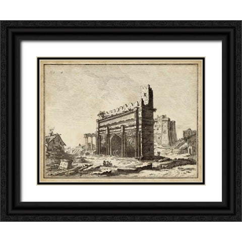 Roman Antiquities IV Black Ornate Wood Framed Art Print with Double Matting by Unknown