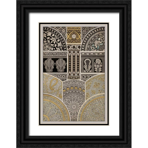 Ornament in Gold and Silver I Black Ornate Wood Framed Art Print with Double Matting by Vision Studio