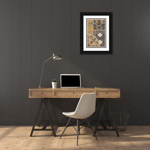 Ornament in Gold and Silver III Black Ornate Wood Framed Art Print with Double Matting by Vision Studio