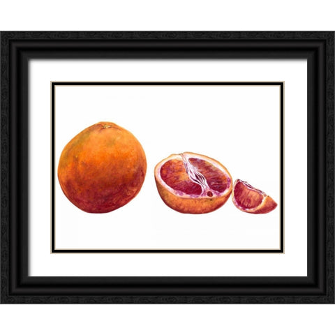 Watercolor Blood Orange Black Ornate Wood Framed Art Print with Double Matting by Willett, Michael