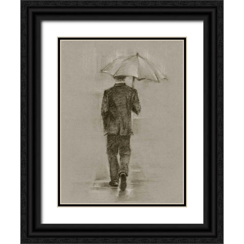 Rainy Day Rendezvous II Black Ornate Wood Framed Art Print with Double Matting by Harper, Ethan