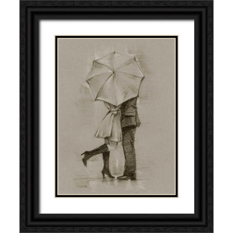 Rainy Day Rendezvous III Black Ornate Wood Framed Art Print with Double Matting by Harper, Ethan