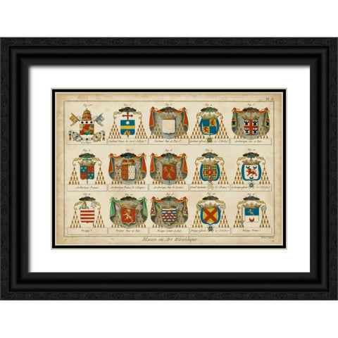 Art Heraldique II Black Ornate Wood Framed Art Print with Double Matting by Vintage Collection