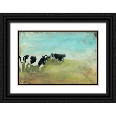 Country Drive Cows II Black Ornate Wood Framed Art Print with Double Matting by McCavitt, Naomi