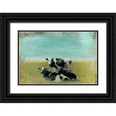 Country Drive Cows III Black Ornate Wood Framed Art Print with Double Matting by McCavitt, Naomi
