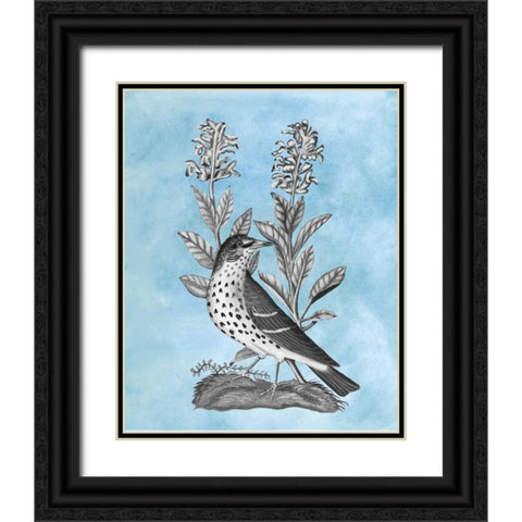 Bird on Blue I Black Ornate Wood Framed Art Print with Double Matting by McCavitt, Naomi
