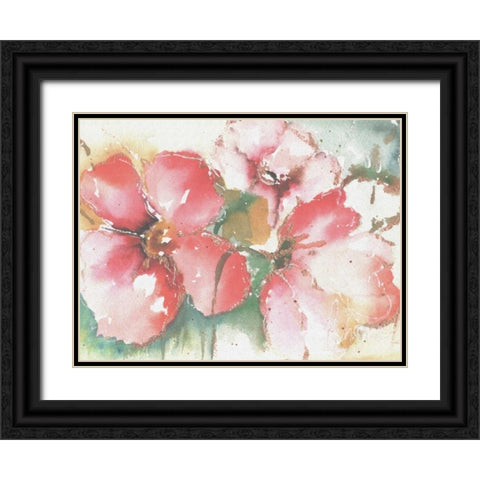 Soft Poppies II Black Ornate Wood Framed Art Print with Double Matting by Herrera, Leticia