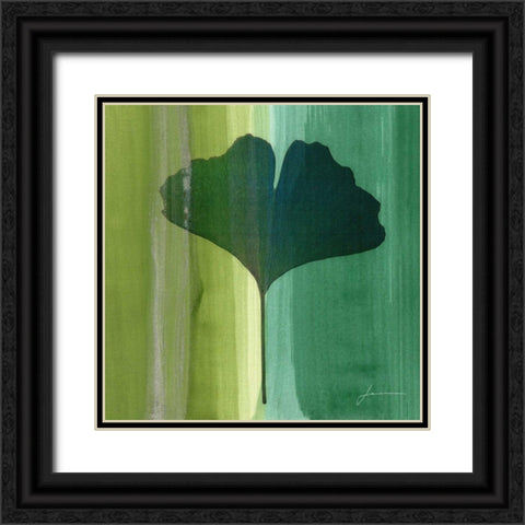 Silver Leaf Tile I Black Ornate Wood Framed Art Print with Double Matting by Burghardt, James