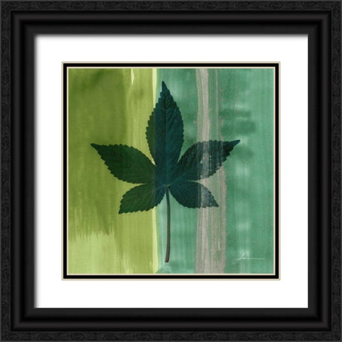 Silver Leaf Tile IV Black Ornate Wood Framed Art Print with Double Matting by Burghardt, James