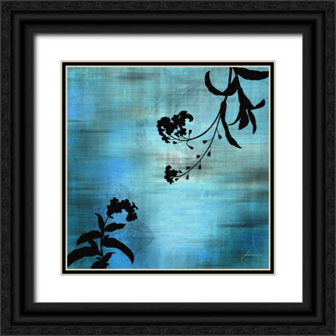 Aqua Floral I Black Ornate Wood Framed Art Print with Double Matting by Burghardt, James