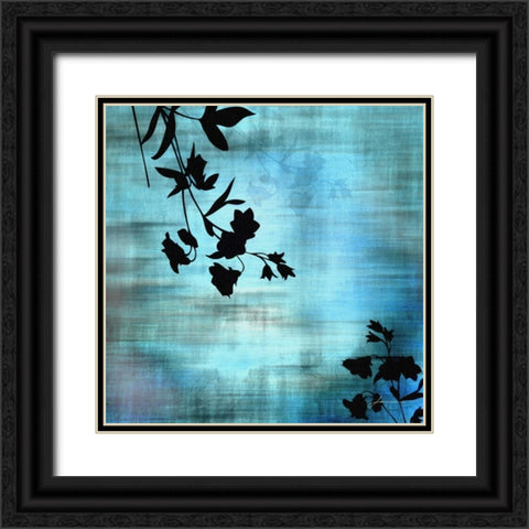 Aqua Floral II Black Ornate Wood Framed Art Print with Double Matting by Burghardt, James