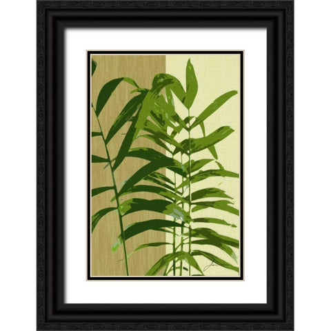 Painted Contrast Leaves II Black Ornate Wood Framed Art Print with Double Matting by Burghardt, James