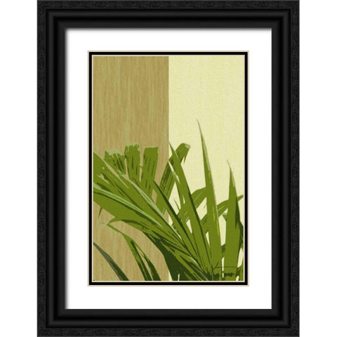 Painted Contrast Leaves IV Black Ornate Wood Framed Art Print with Double Matting by Burghardt, James