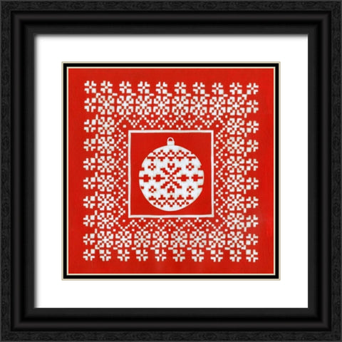 Fair Isle Snowflake V Black Ornate Wood Framed Art Print with Double Matting by Zarris, Chariklia