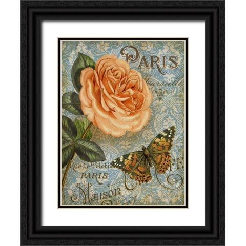Memories of Paris I Black Ornate Wood Framed Art Print with Double Matting by White, Abby
