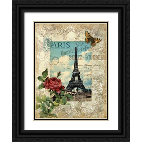 Eternal Paris Black Ornate Wood Framed Art Print with Double Matting by White, Abby