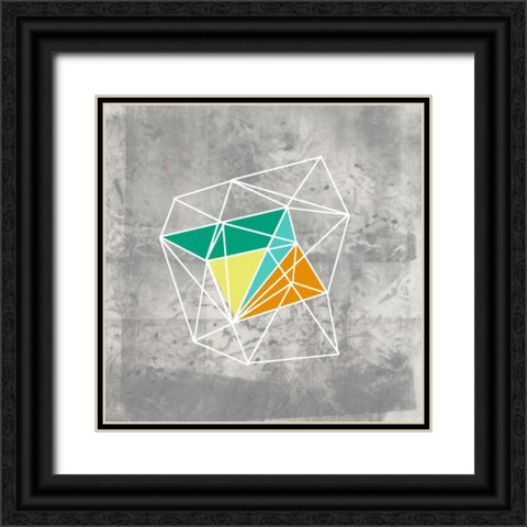 Geomolecule III Black Ornate Wood Framed Art Print with Double Matting by Goldberger, Jennifer