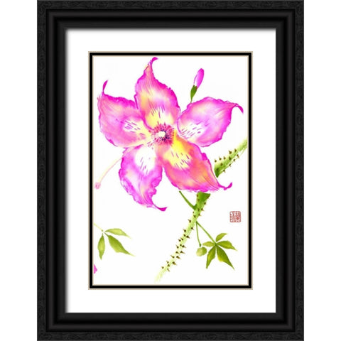 Hibiscus Flower III Black Ornate Wood Framed Art Print with Double Matting by Rae, Nan