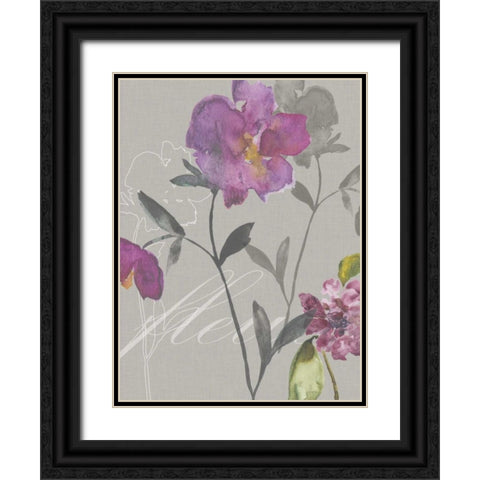 Violette Fleur I Black Ornate Wood Framed Art Print with Double Matting by Mosley, Kiana