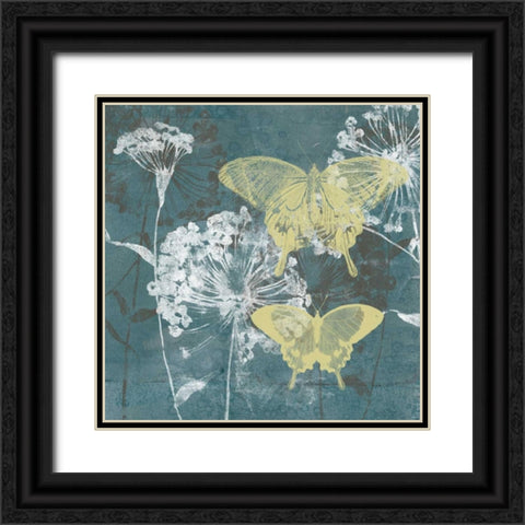 Indigo and Wings II Black Ornate Wood Framed Art Print with Double Matting by Goldberger, Jennifer