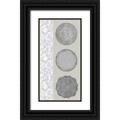 Linear Tableware I Black Ornate Wood Framed Art Print with Double Matting by Vess, June Erica