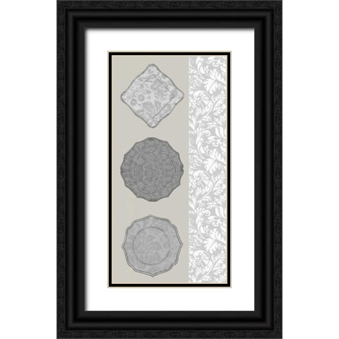 Linear Tableware II Black Ornate Wood Framed Art Print with Double Matting by Vess, June Erica