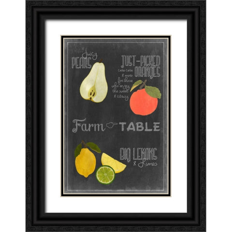 Blackboard Fruit IV Black Ornate Wood Framed Art Print with Double Matting by Vision Studio