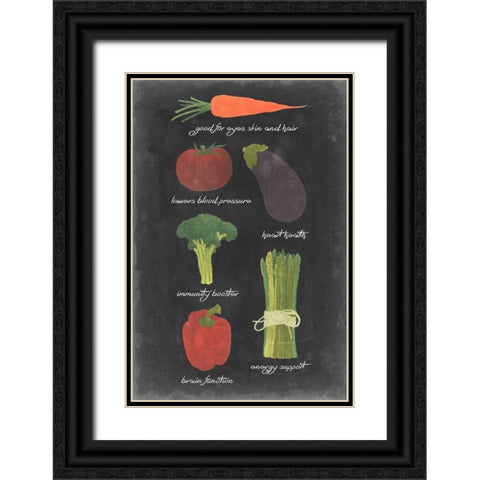 Blackboard Veggies I Black Ornate Wood Framed Art Print with Double Matting by Vision Studio