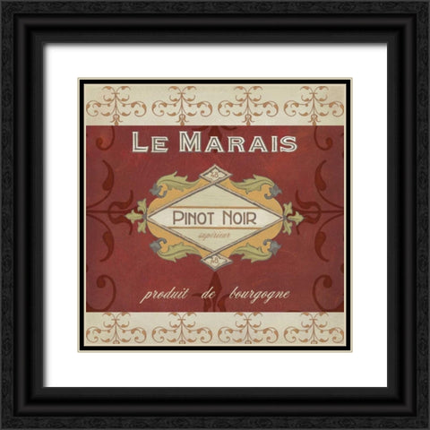 Burgundy Wine Labels I Black Ornate Wood Framed Art Print with Double Matting by Vess, June Erica