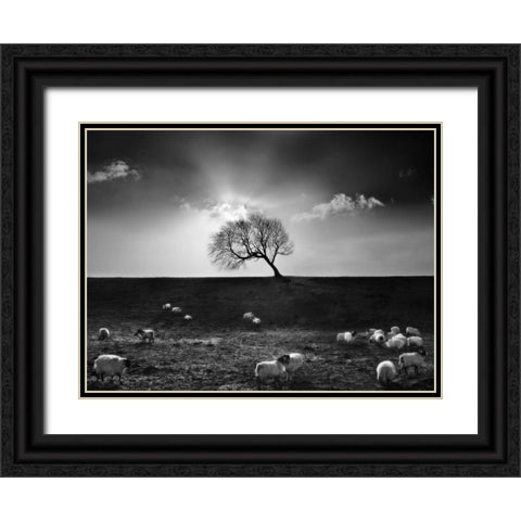 The Gathering Black Ornate Wood Framed Art Print with Double Matting by Henson, Martin