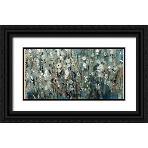 White Blooms with Navy I Black Ornate Wood Framed Art Print with Double Matting by OToole, Tim