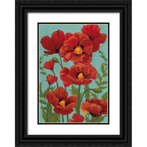 Poppy Promenade I Black Ornate Wood Framed Art Print with Double Matting by Popp, Grace