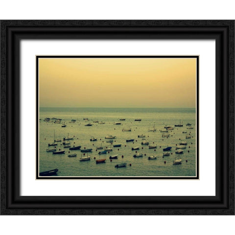 Sunset Harbour II Black Ornate Wood Framed Art Print with Double Matting by Bell, Lillian
