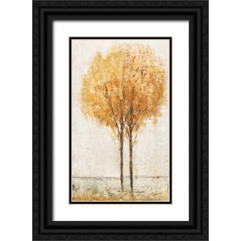 Falling Leaves I Black Ornate Wood Framed Art Print with Double Matting by OToole, Tim