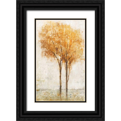 Falling Leaves II Black Ornate Wood Framed Art Print with Double Matting by OToole, Tim