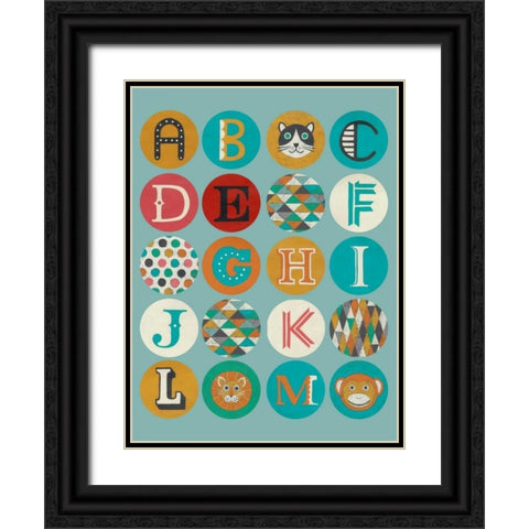 Luciens Alphabet I Black Ornate Wood Framed Art Print with Double Matting by Zarris, Chariklia