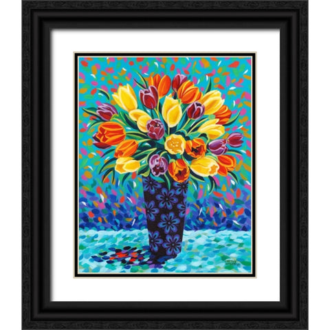 Bouquet Celebration II Black Ornate Wood Framed Art Print with Double Matting by Vitaletti, Carolee