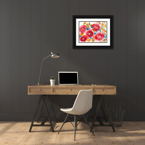 Bed of Roses III Black Ornate Wood Framed Art Print with Double Matting by Minasian, Julia