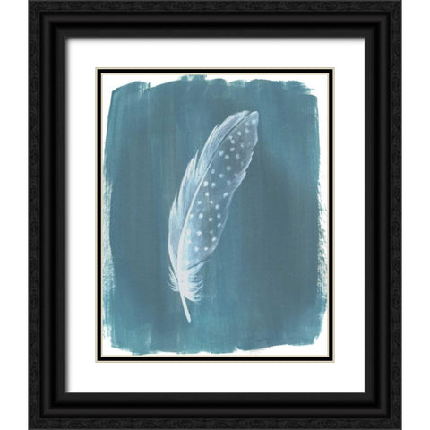 Feathers on Dusty Teal III Black Ornate Wood Framed Art Print with Double Matting by Popp, Grace